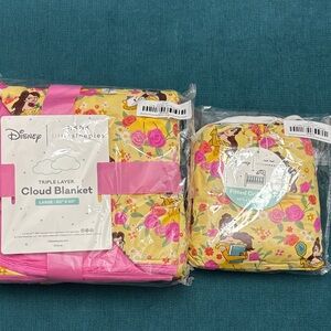 Little Sleepies Disney Princess Belle Cloud Blanket and Fitted Crib Sheet Set